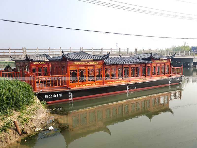 雞公山號觀光游船哪里生產 信陽中式飛檐翹角古典畫舫木船